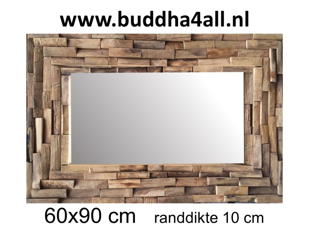 Eindeloos Onenigheid Leed Wandspiegel houten latjes 60x90cm - Buddha4all - Thijs Noldus Art of Nature