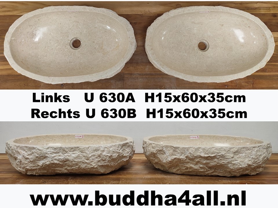 Hover blaas gat mozaïek wit/beige natuursteen waskom sets - Buddha4all - Thijs Noldus Art of Nature